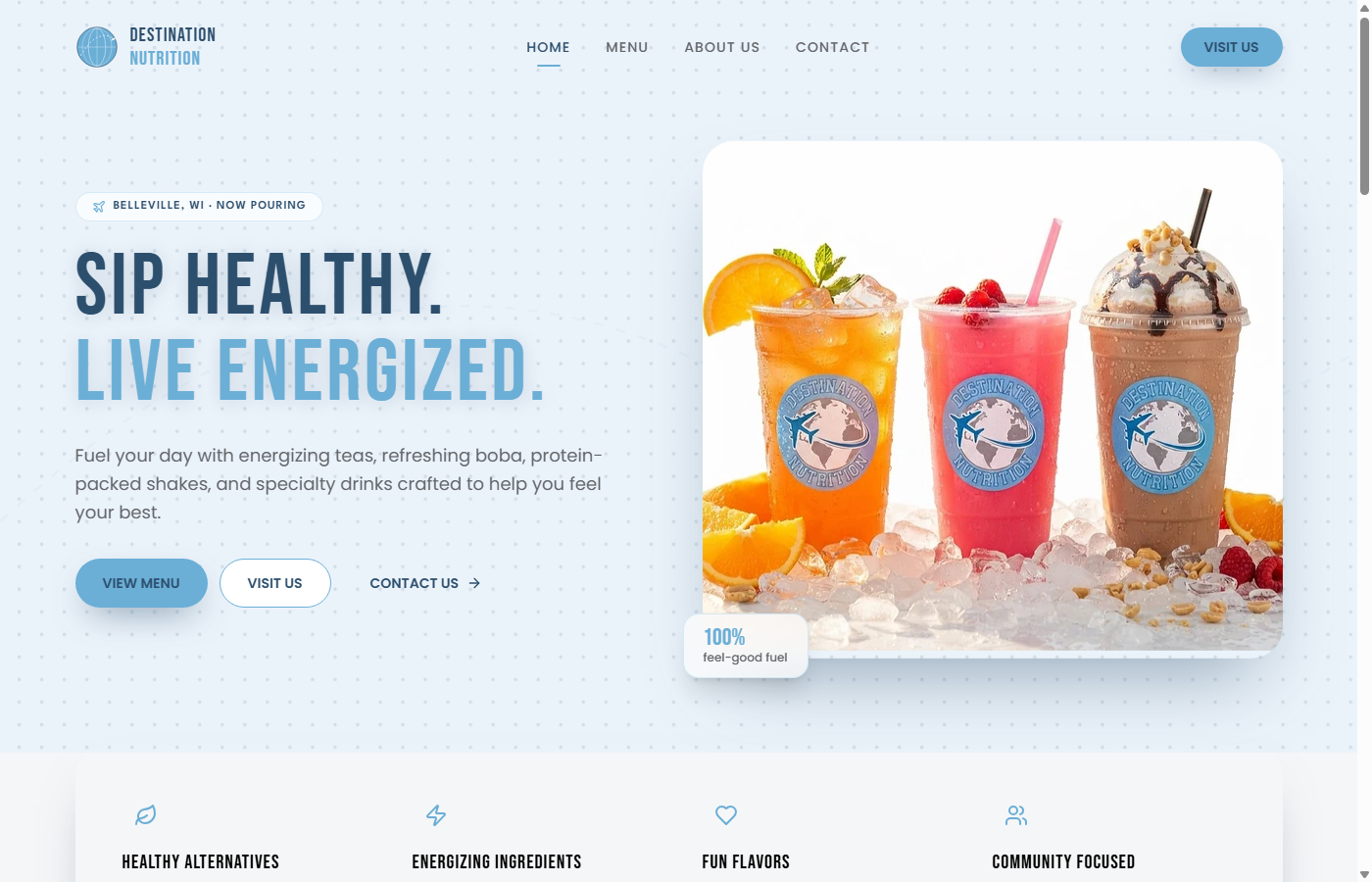 Destination Nutrition website, a real client project built by SiteSprouts